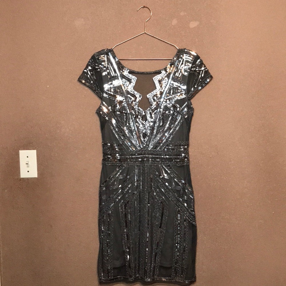 Windsor Grey Sequin & Sparkle Backless Dress